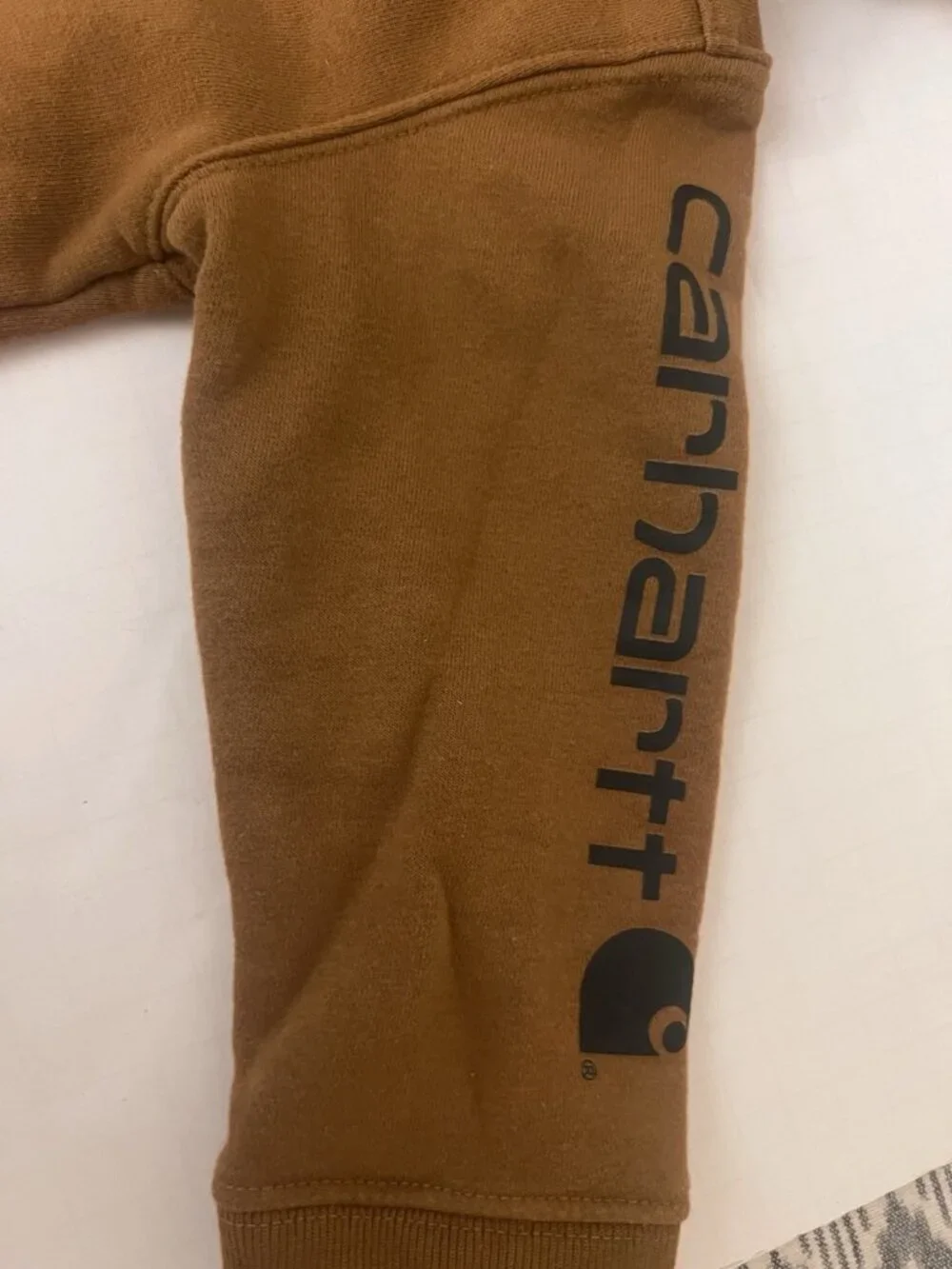 Carhartt Boys 2T Brown Quarter Zip Fleece Hoodie Sleeve Logo Sweatshirt     Ab